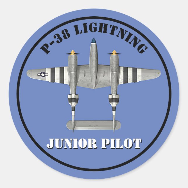 Sticker Rond P-38 Pilote junior pour la foudre (Devant)
