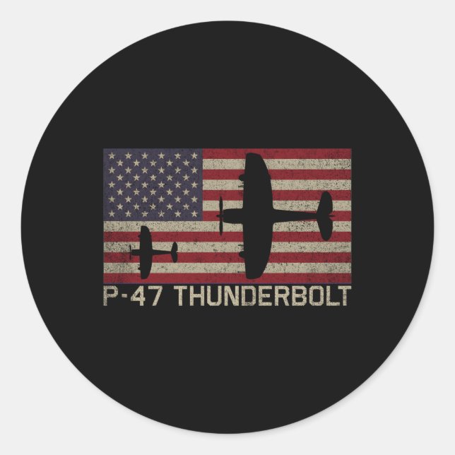 Sticker Rond P-47 Thunderbolt 2ème guerre mondiale Fighter Plan (Devant)