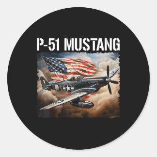 Sticker Rond P-51 Mustang American 2ème guerre mondiale Fighter