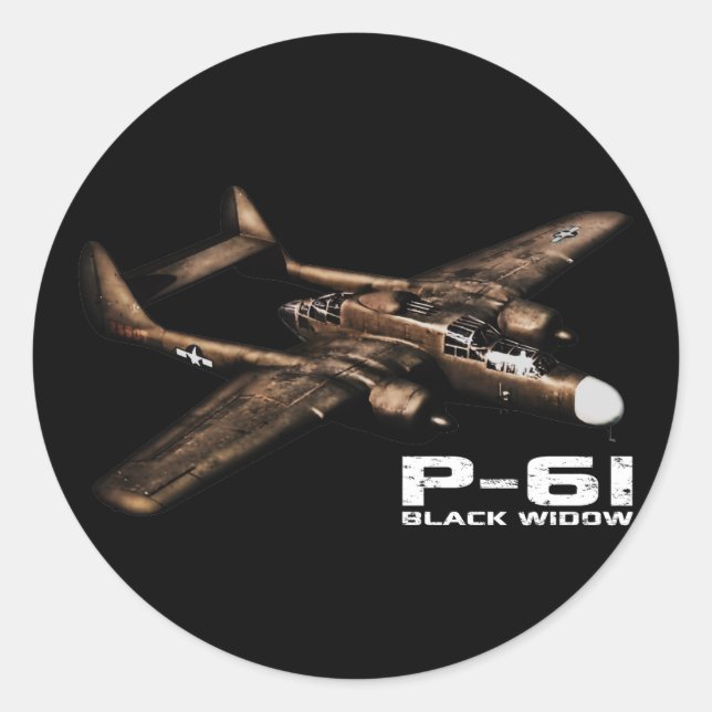 Sticker Rond P-61 Black Widow (Devant)