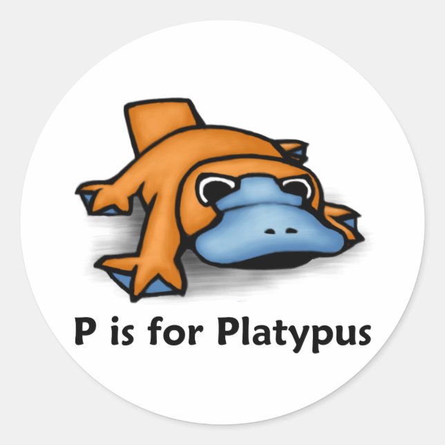 Sticker Rond P est pour Platypus (Devant)