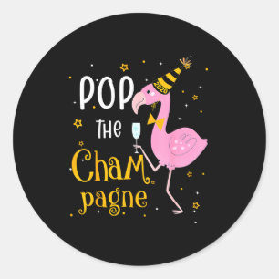 Sticker Rond P Le Champagne C'est la nouvelle année ! Drin flam