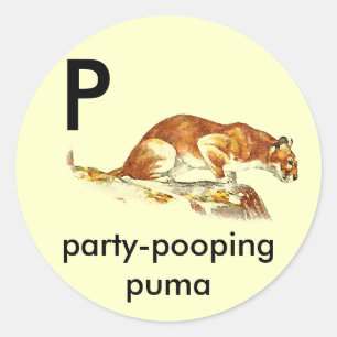 Sticker Rond P - puma de partie-pooping