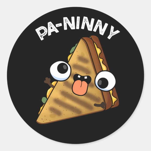 Sticker Rond Pa-ninny Funny Panini Pun Dark BG (Devant)