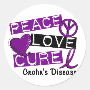 STICKER ROND PAACE LOVE CURE CROHNS MALADIE