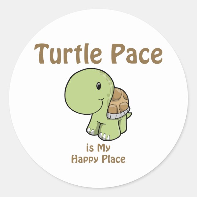 Sticker Rond Pace de tortue - Happy Place (Devant)