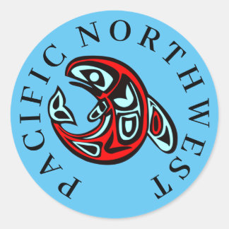 Sticker Rond Pacific Northwest Native Orca Art Killer Whale