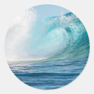 Sticker Rond Pacific Ocean grande vague brisant rond autocollan