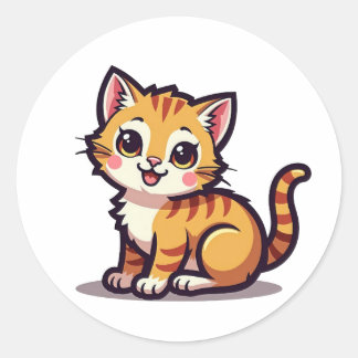 Sticker Rond Pack d'autocollants de chaton adorable