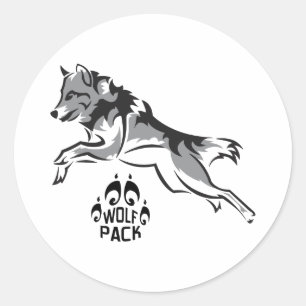 STICKER ROND PACK DE LOUPS