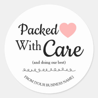Sticker Rond Packed With Care Sticker-Small Business Thank You