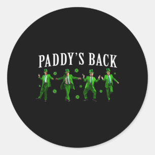 Sticker Rond Paddy's Back Funny Trump Jour de la Saint Patrick 