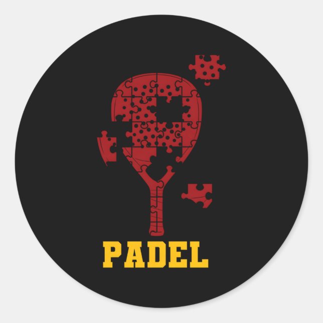Sticker Rond Padel Paddle Tennis Paddel Racquet Ball Puzzle (Devant)