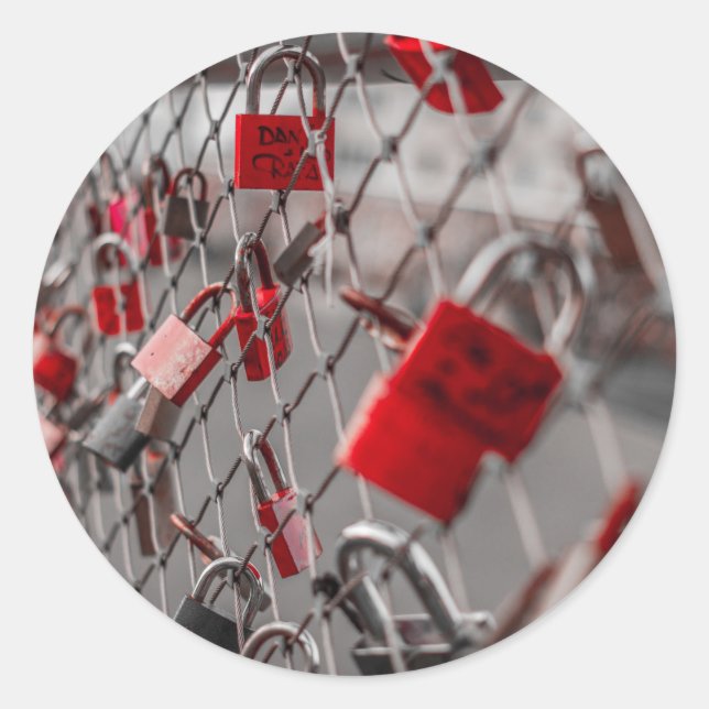 Sticker Rond Padlocks Red Love (Devant)