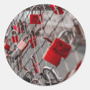 Sticker Rond Padlocks Red Love