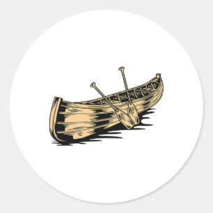Sticker Rond Pagaie de canoë Canoë drôle Kayak Bateau