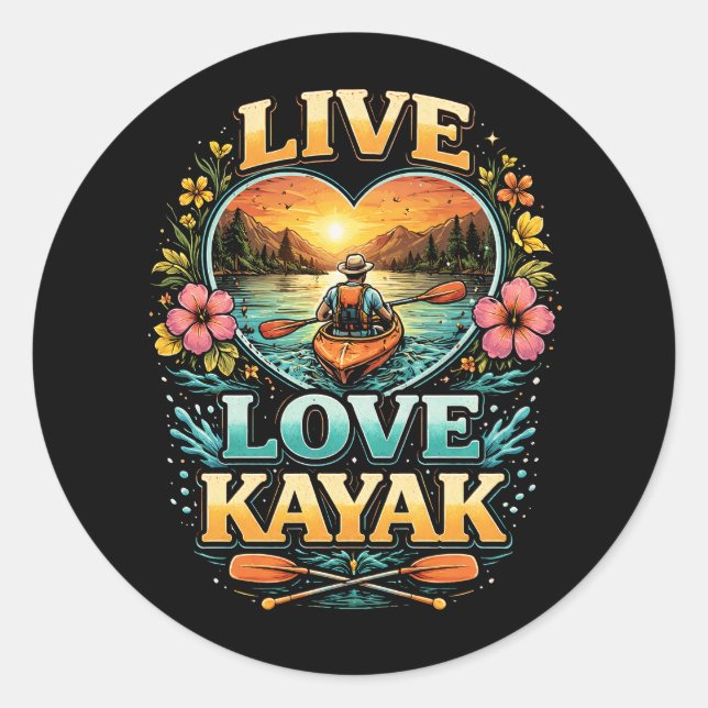 Sticker Rond Pagayer dans le coucher du soleil (Devant)