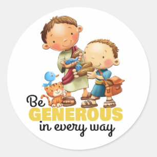 Sticker Rond Page d'autocollant de vers de bible d'enfants