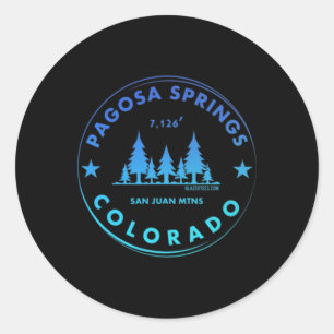 Sticker Rond Pagosa Springs Colorado Ville de Montagne - Ciel B