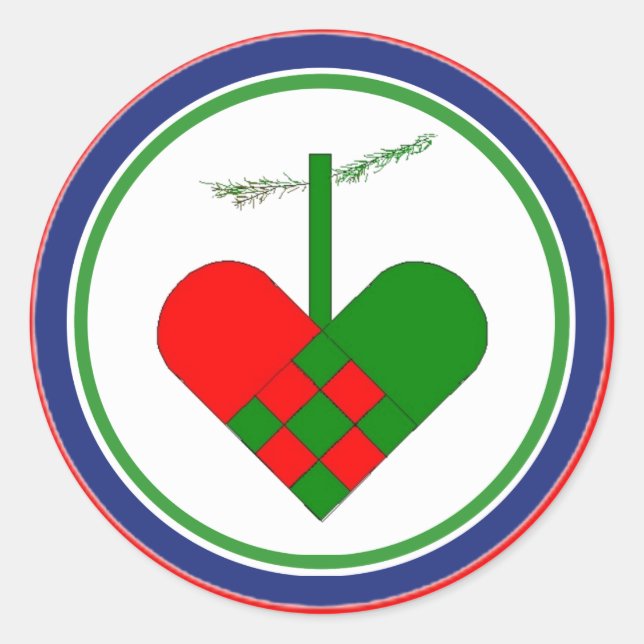 Sticker Rond Paille scandinave - Panier de Noël (Devant)