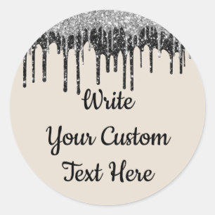 Sticker Rond Pailleté Argent Anniversaire de Mariage Fête d'Ann