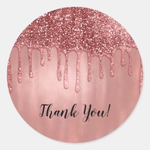 Sticker Rond Pailleté de rose doré Jolis filets roses