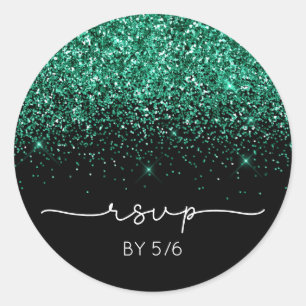 Sticker Rond Pailleté Vert Turquoise Noir RSVP