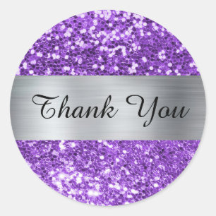 Sticker Rond Pailleté Violet Brillant Argenté Brillance Feuille