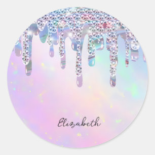 Sticker Rond Paillettes arc-en-ciel tendance en holographique g