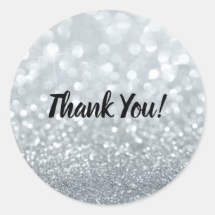 Sticker Rond Paillettes blanches scintillantes fête Sweet 16