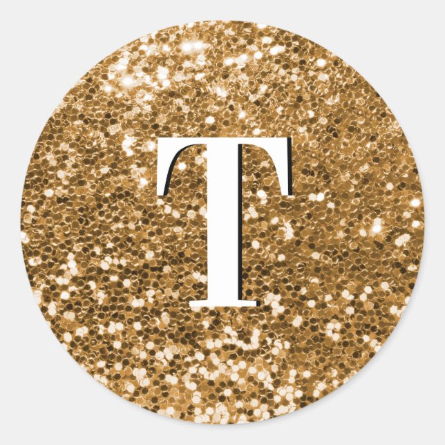 Sticker Rond Paillettes Chunky Or Monogrammé (Devant)