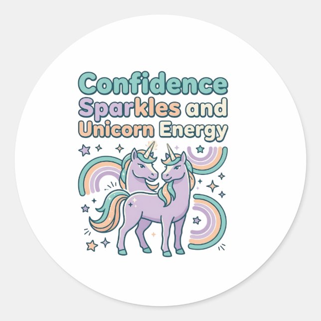 Sticker Rond Paillettes de Confiance de Licorne et Conception d (Devant)