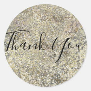 Sticker Rond Paillettes dorées Crackle Moderne Chic Glamour Éti
