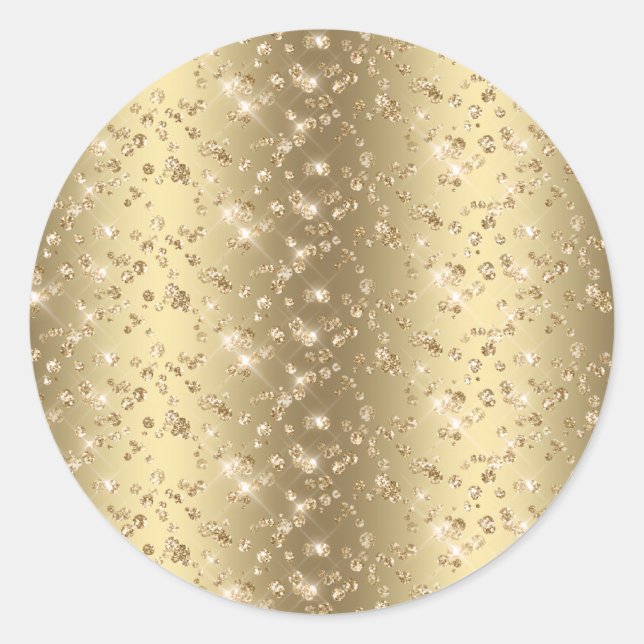 Sticker Rond Paillettes dorées scintillantes vierge doré (Devant)