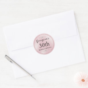 Sticker Rond Paillettes roses et diamants glamour