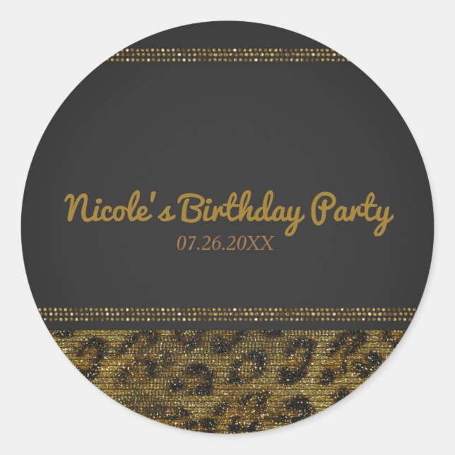 Sticker Rond Paillettes scintillantes léopard Glam Chic Moderne (Devant)