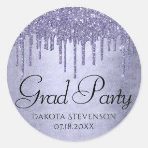 Sticker Rond Paillettes Violettes qui Dégoulinent   Lavande Ver