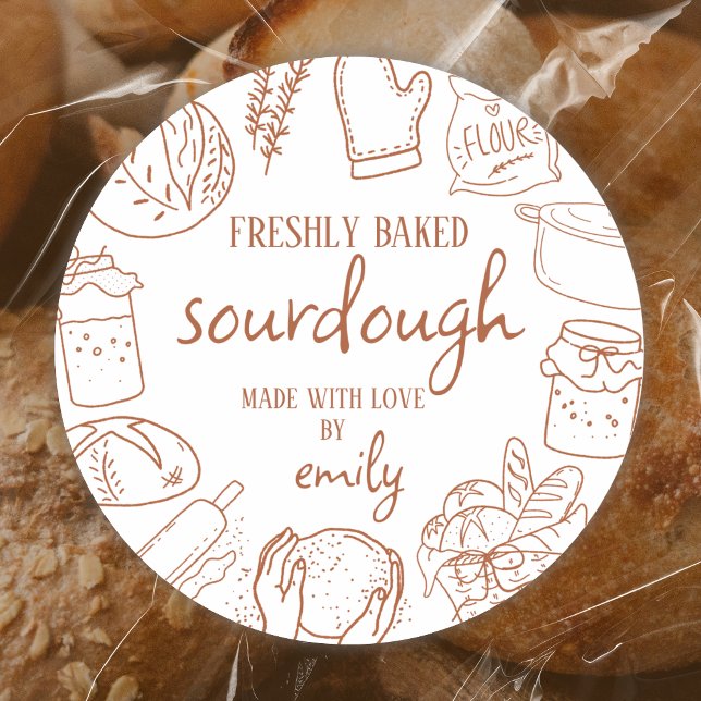 Sticker Rond Pain au levain doodle mignon (Créateur téléchargé)
