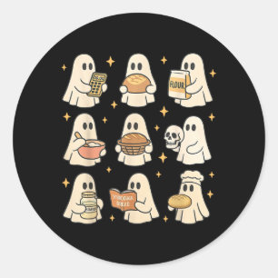 Sticker Rond Pain au levain Halloween Gentil Fantôme Ménagère