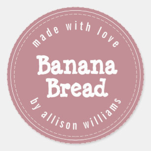 Sticker Rond Pain aux Bananes Fait Maison Moderne Rose Poussiér