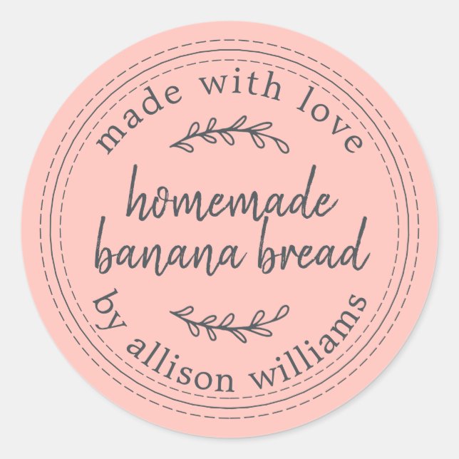 Sticker Rond Pain aux Bananes Maison Rustique Rose Pastel (Devant)