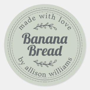 Sticker Rond Pain aux Bananes Maison Rustique Vert Pastel