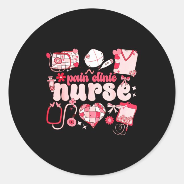Sticker Rond Pain Clinic Nurse Valentines Day Pain Management  (Devant)