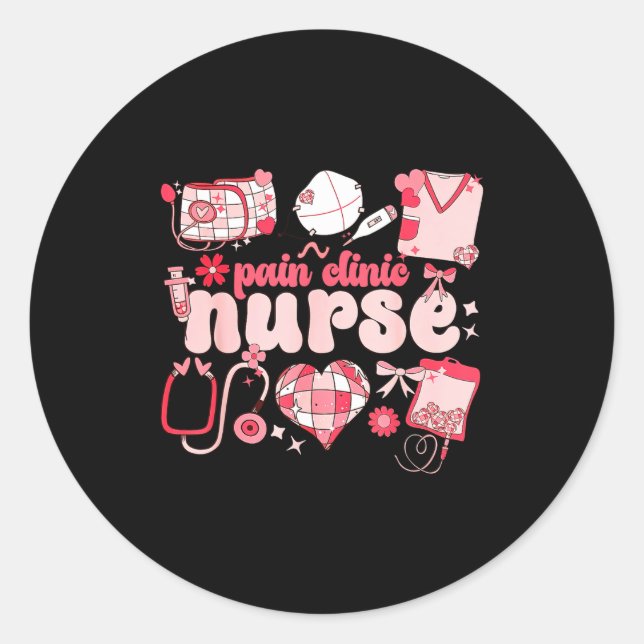 Sticker Rond Pain Clinic Nurse Valentine's Day Pain Management  (Devant)