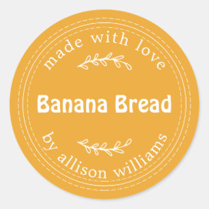 Sticker Rond Pain De Banane Fabriqué Maison Rustique Jaune
