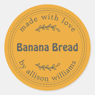 Sticker Rond Pain De Banane Fabriqué Maison Rustique Jaune