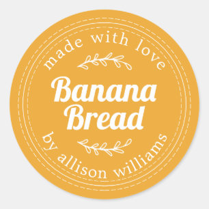Sticker Rond Pain De Banane Fabriqué Maison Rustique Jaune