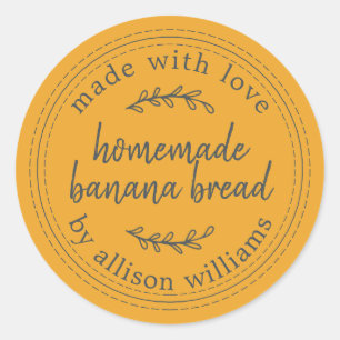 Sticker Rond Pain De Banane Fabriqué Maison Rustique Jaune