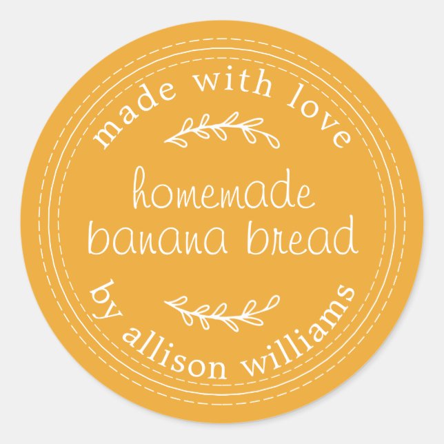Sticker Rond Pain De Banane Fabriqué Maison Rustique Jaune (Devant)