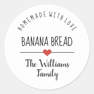 Sticker Rond pain de banane fait maison avec amour simple class